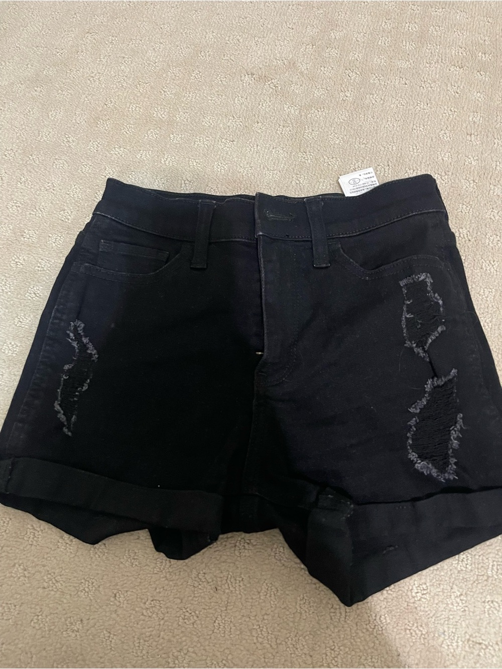 Hollister Black Distressed Cuffed Denim Shorts